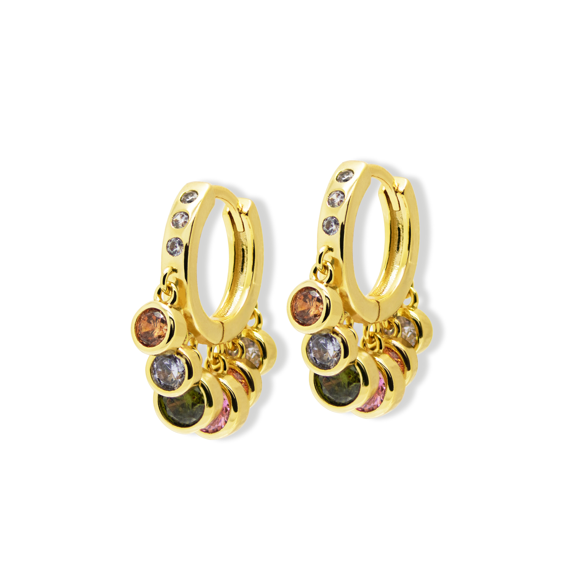 Pastel Stone Drop Hoop Earrings