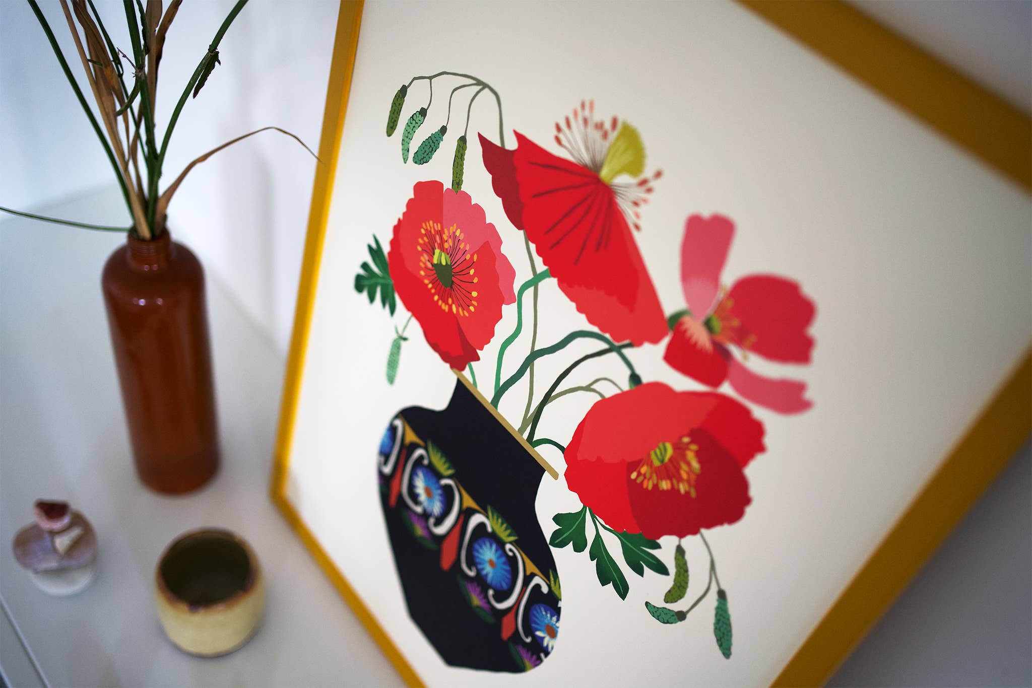 Poppies In a Vase Print A2