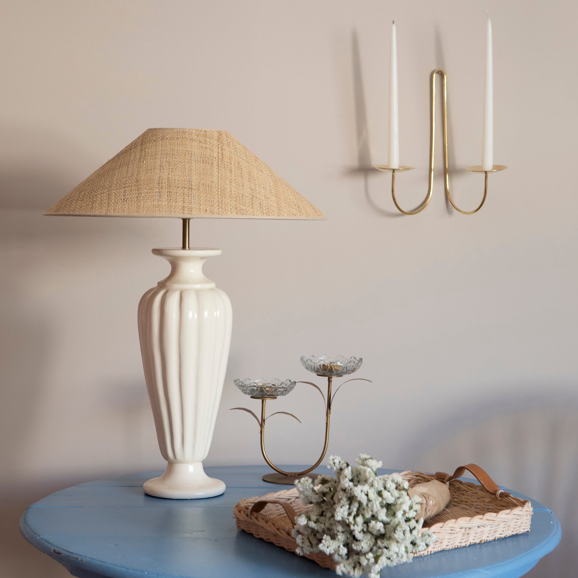 Glass Flower Double Tea-Light Candle Holder