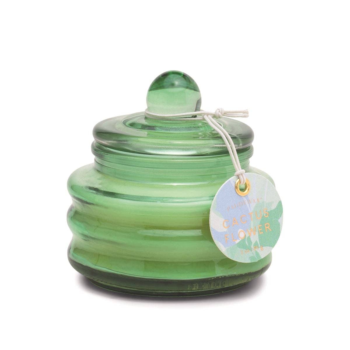 Glass Candle - Green - Cactus Flower