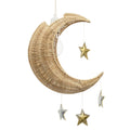 Whimsical Crescent Moon Pendant Light Shade with Silver and Gold Stars