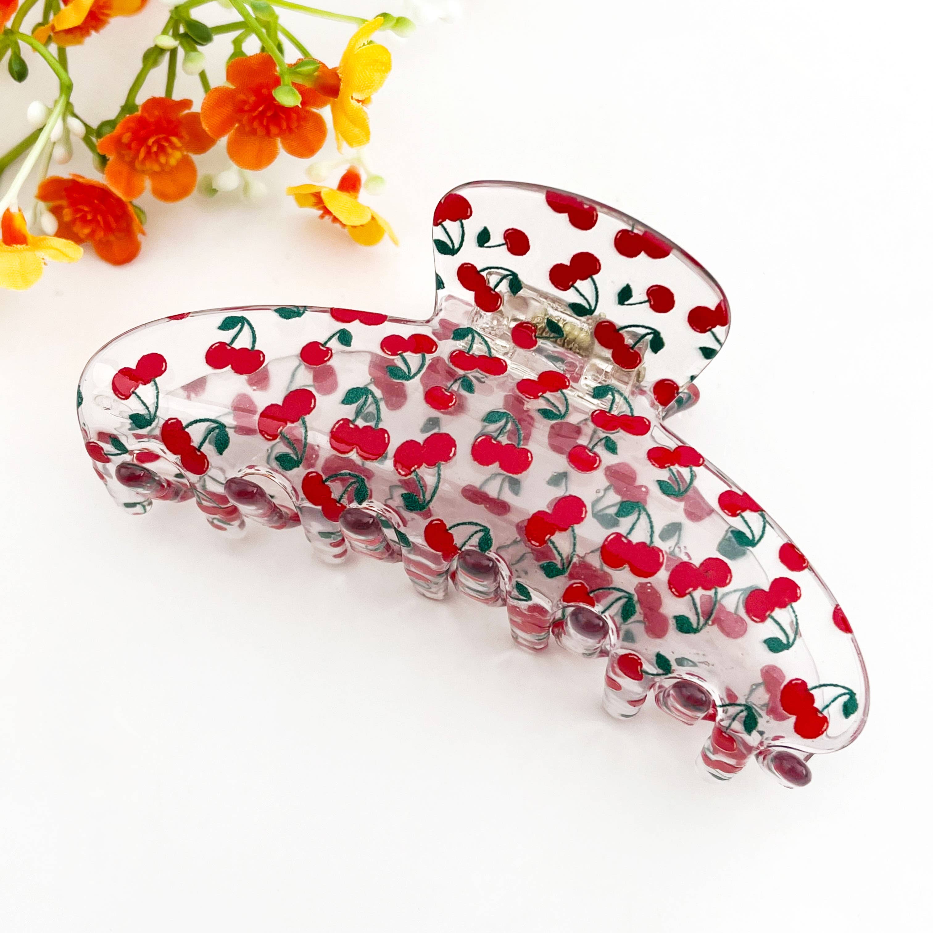 Transparent Cherry Hair Claw Clip