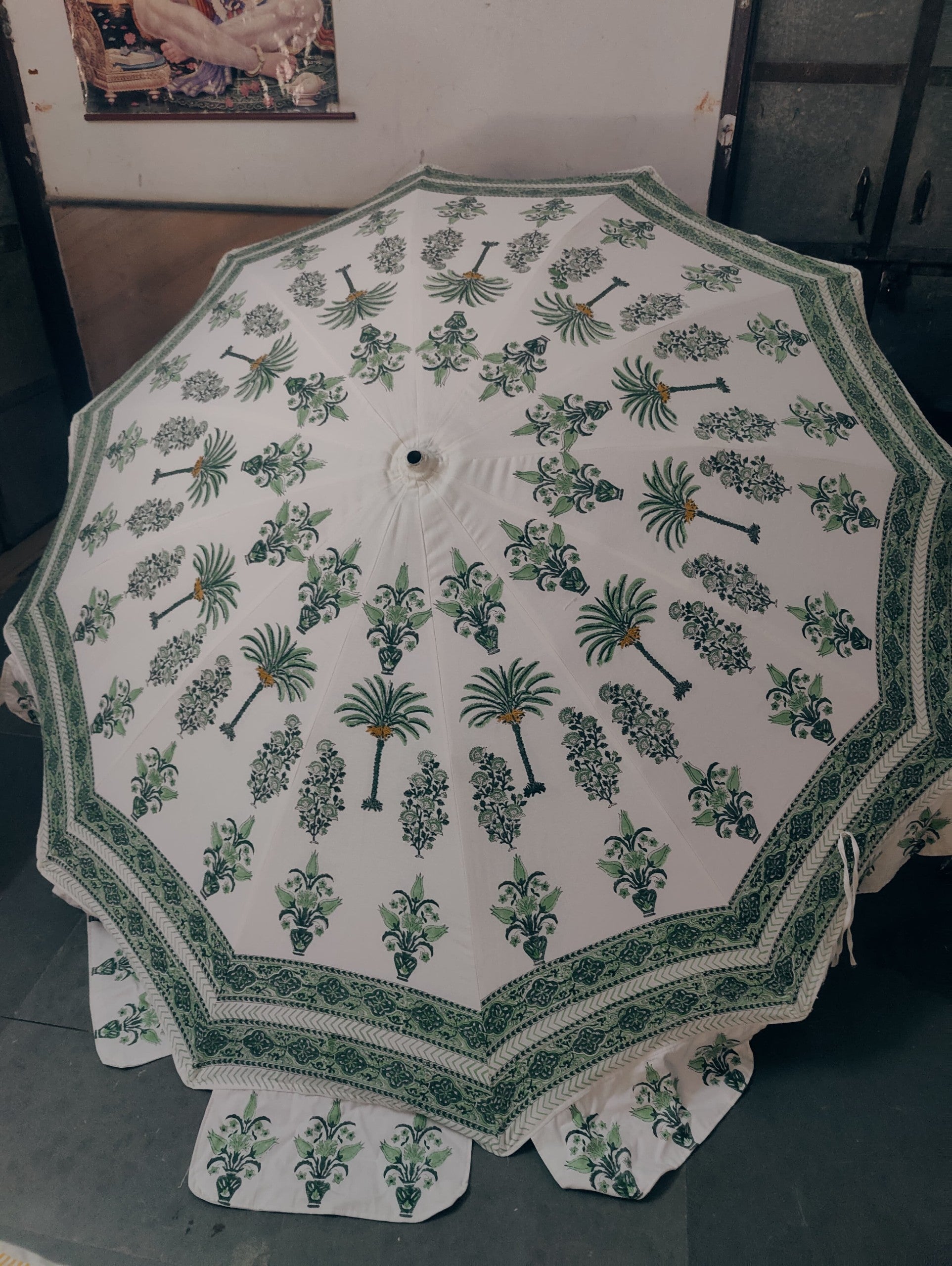 Palm Block Print Parasol