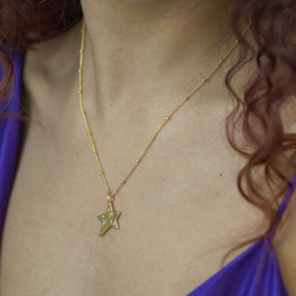 Star Charm Jewelled Necklace Gold
