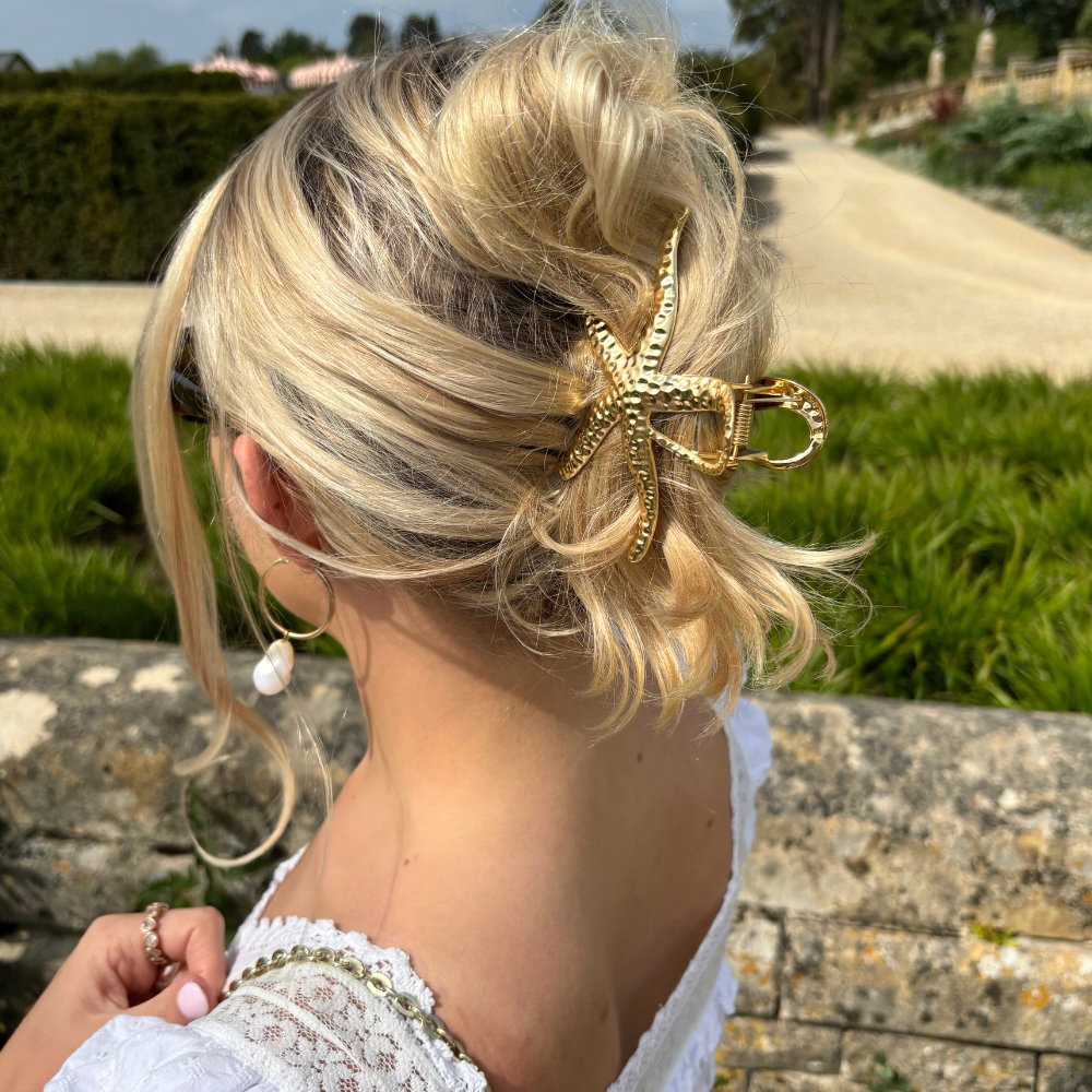 Gold Metal Starfish Claw Clip