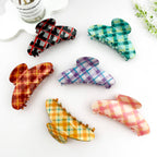 Checkered Vintage Crescent Hair Claw Clip