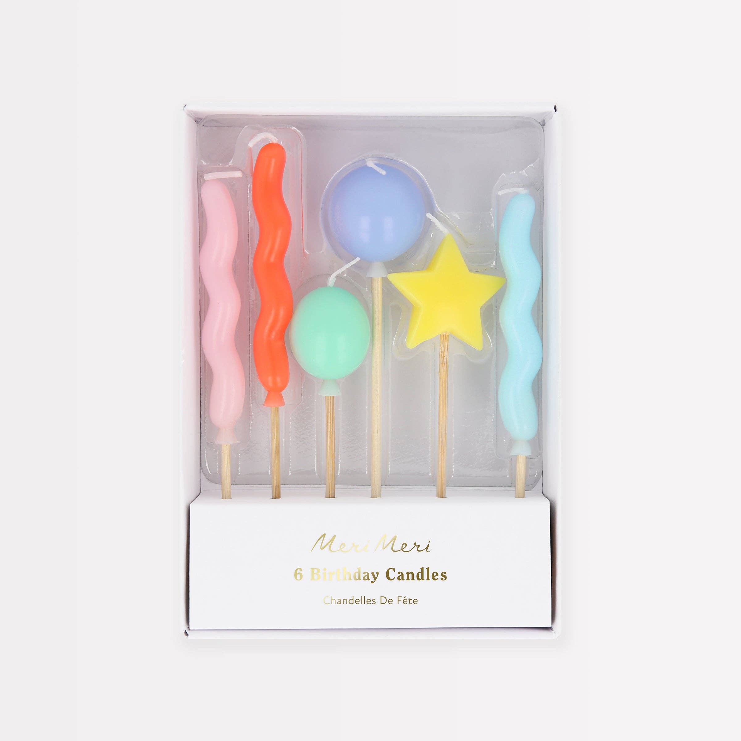 Bright Colour Birthday Candles – Set of 6