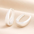 Tapered Oval Hoop Earrings Silver