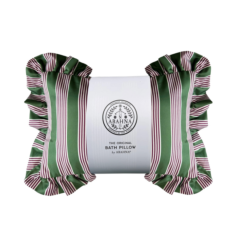 Bath Pillow Pink, Green Stripe