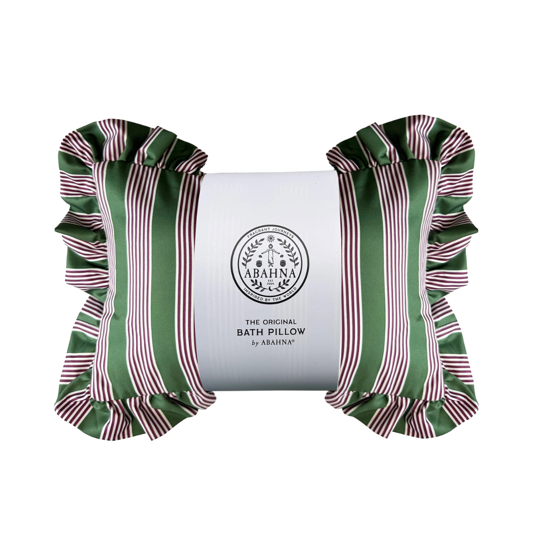 Bath Pillow Pink, Green Stripe