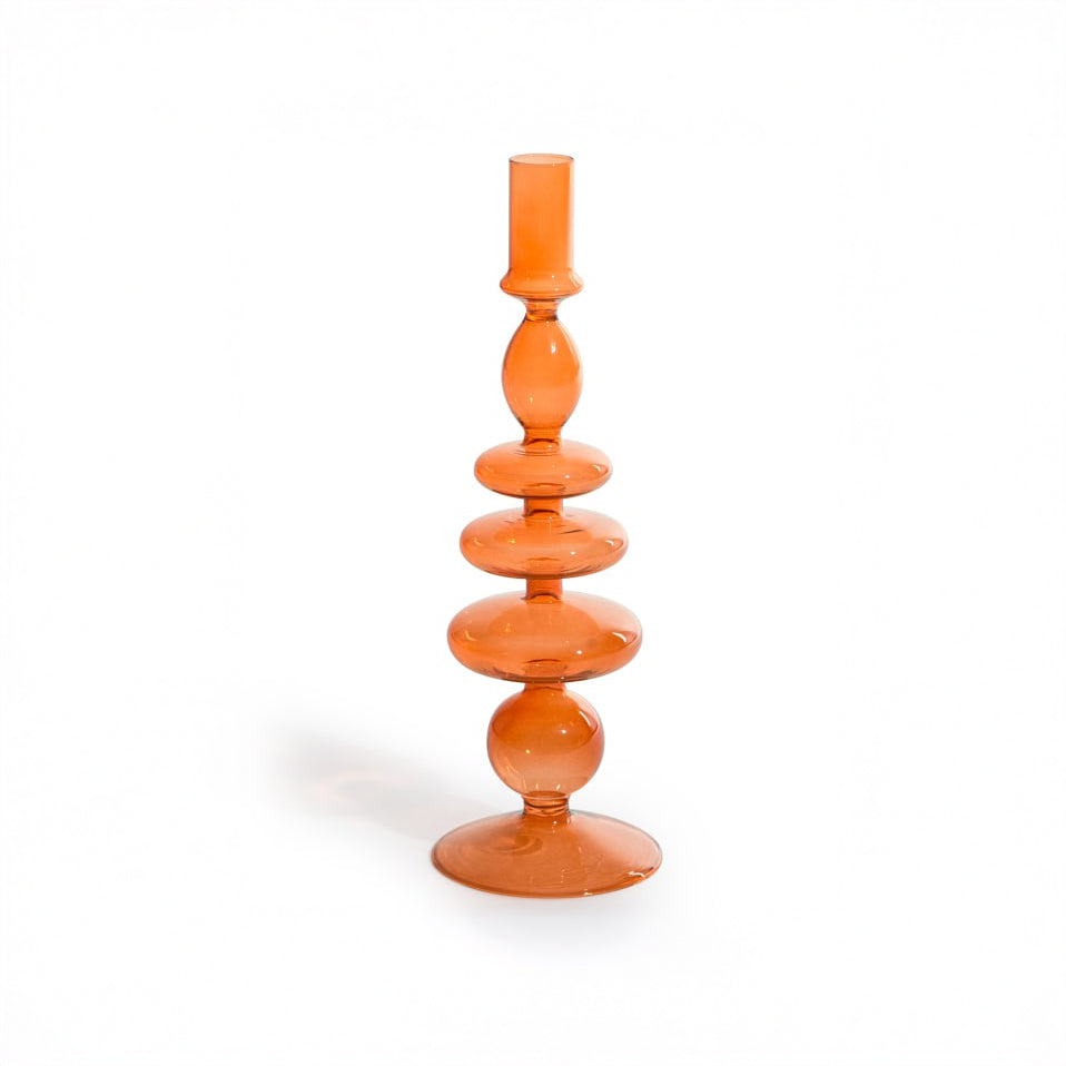 Orange Glass Candle Holder