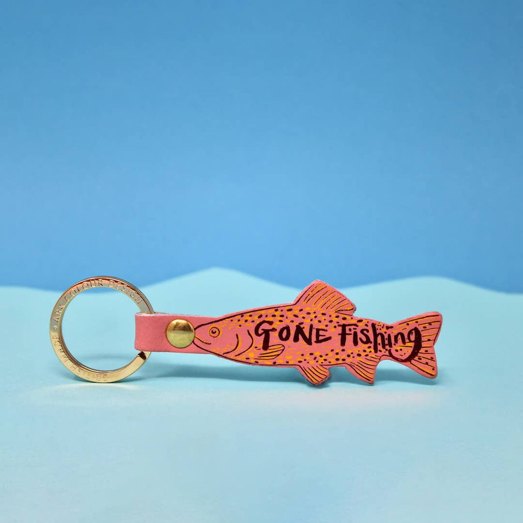 Gone Fishing Leather Key Fob