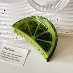 Large Half Lime Claw Clip in Green
