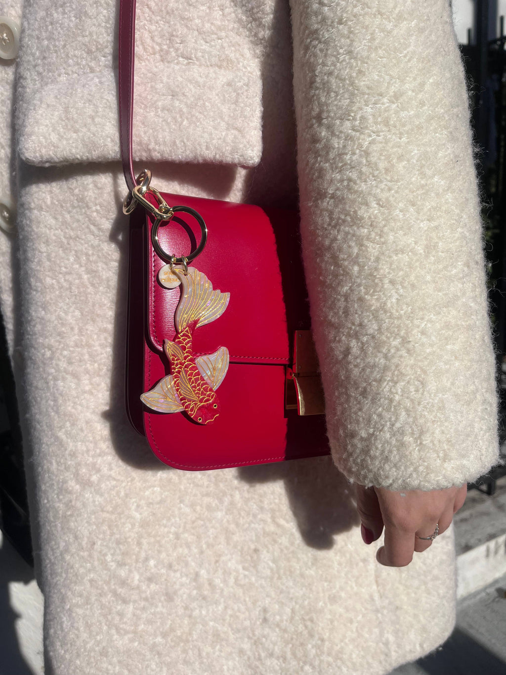 Hand-painted Koi Fish Bag Charm + Keychain | Eco-Friendly