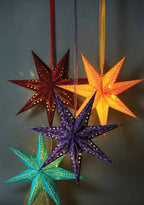 7-Arm Mustard Velvet Star With Glitter & Led's