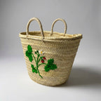Strawberry Embroidered Market Basket