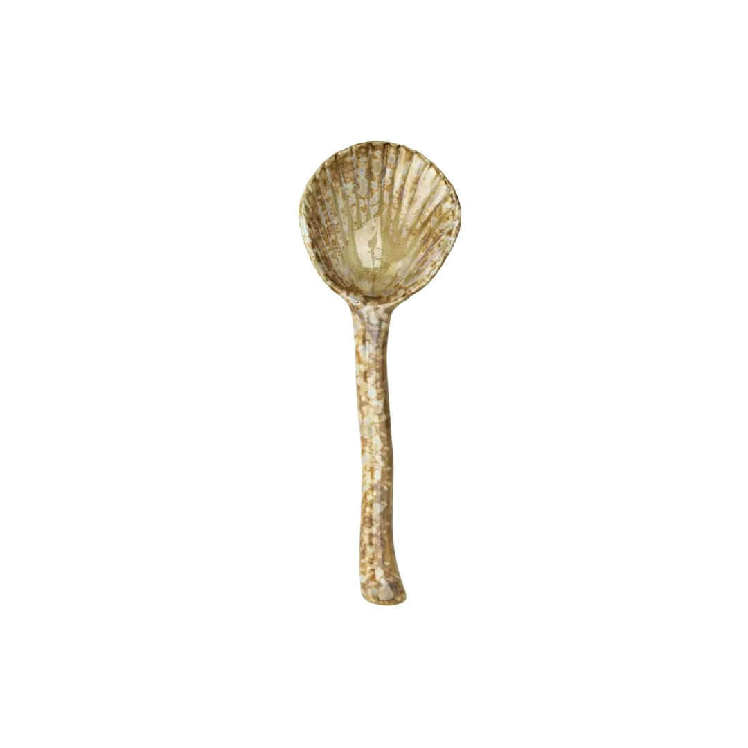 Stoneware Serving Spoon, Brown/ Beige