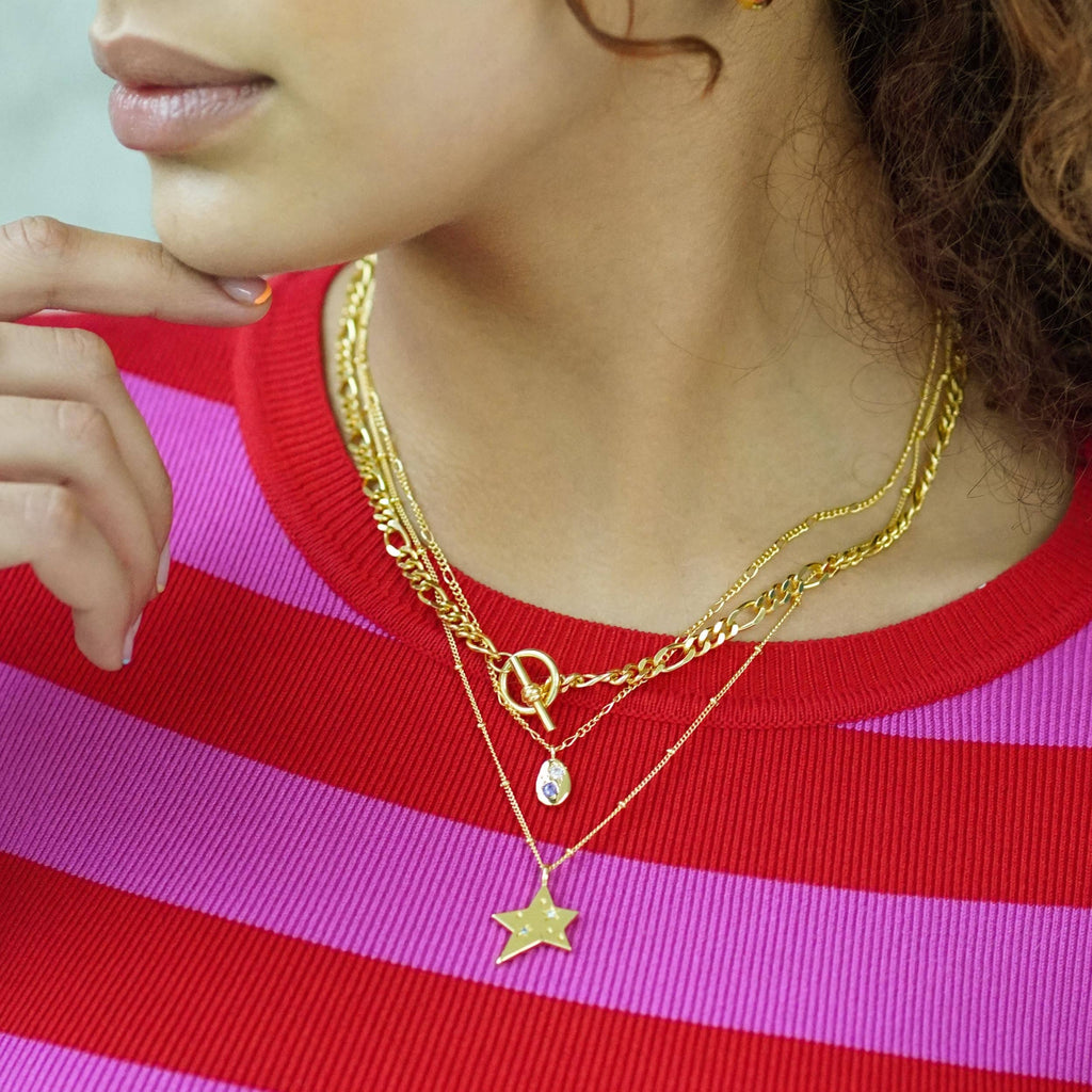 Star Charm Jewelled Necklace Gold