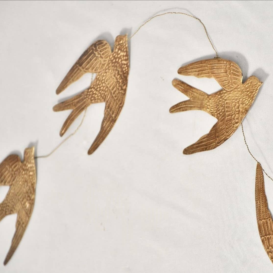 Large Antique Gold Swallow Bird Garland