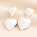 Sterling Silver Chunky Double Heart Drop Earrings