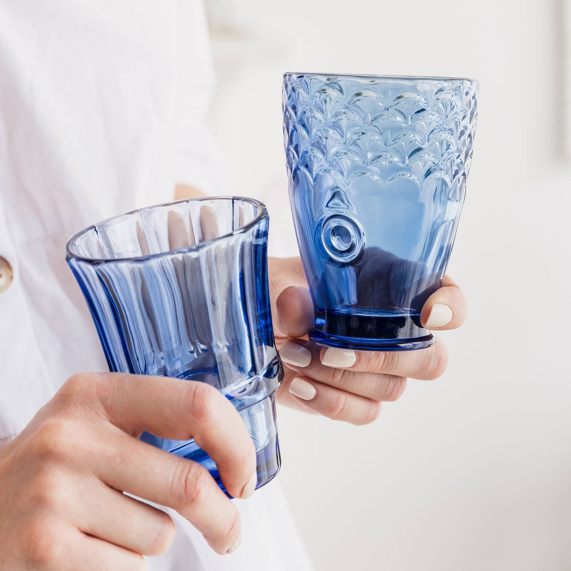 Fish Stacking Drinking Glass - Set of 4 - Blue