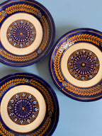 Vintage French Hand Painted Blue Plates
