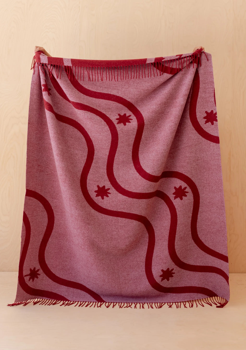 Lambswool Blanket Red Wave