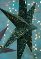 7-Arm Green Velvet Star, Glitter & Led's