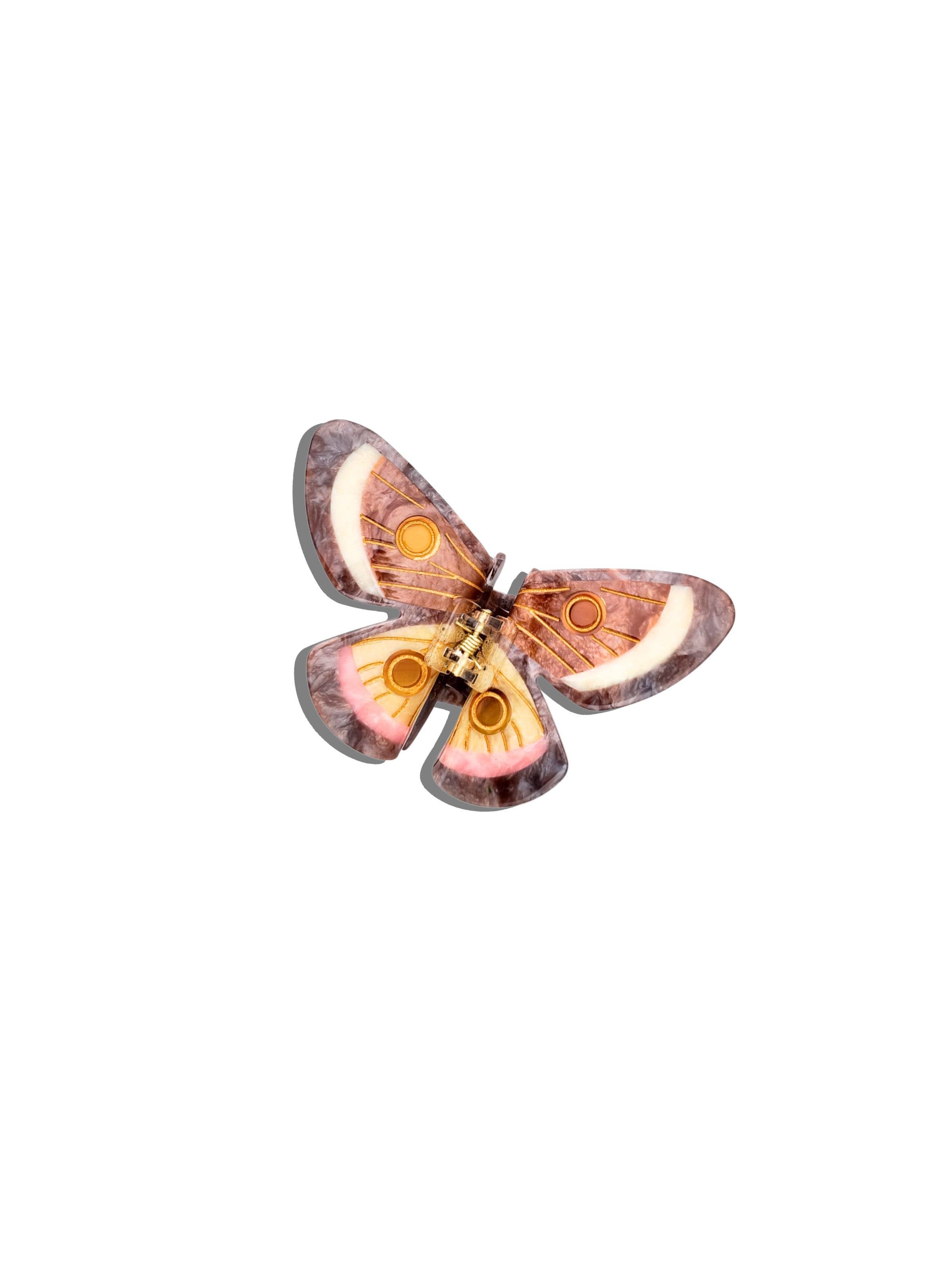 Hand-painted Emperor Silk Moth Claw Hair Clip | Eco-Friendly