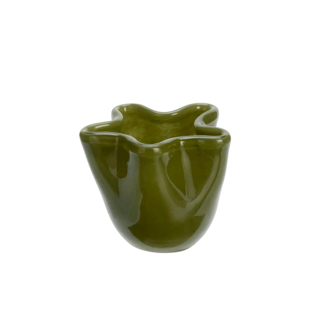 Glass Vase Olive Green